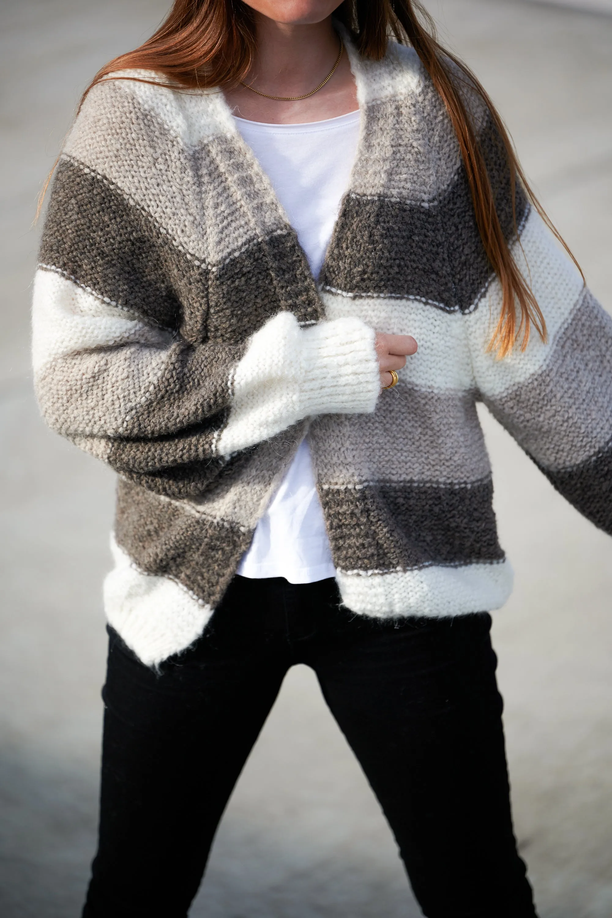 Fora Reversed Cardigan - Mixed Stripes