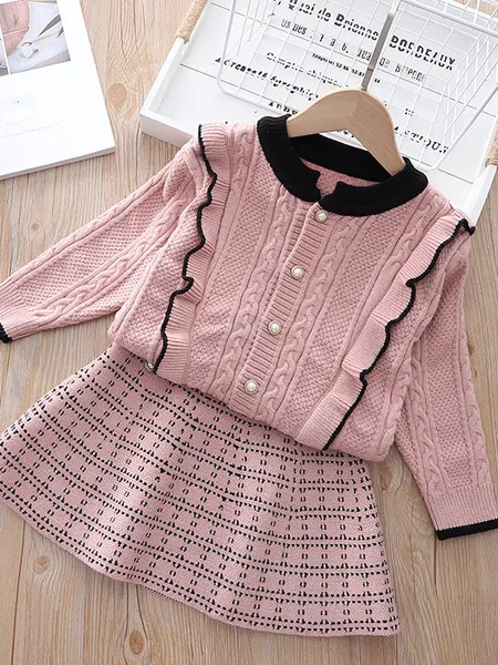 Future Leader Classy Blush Cardigan And Skirt Set