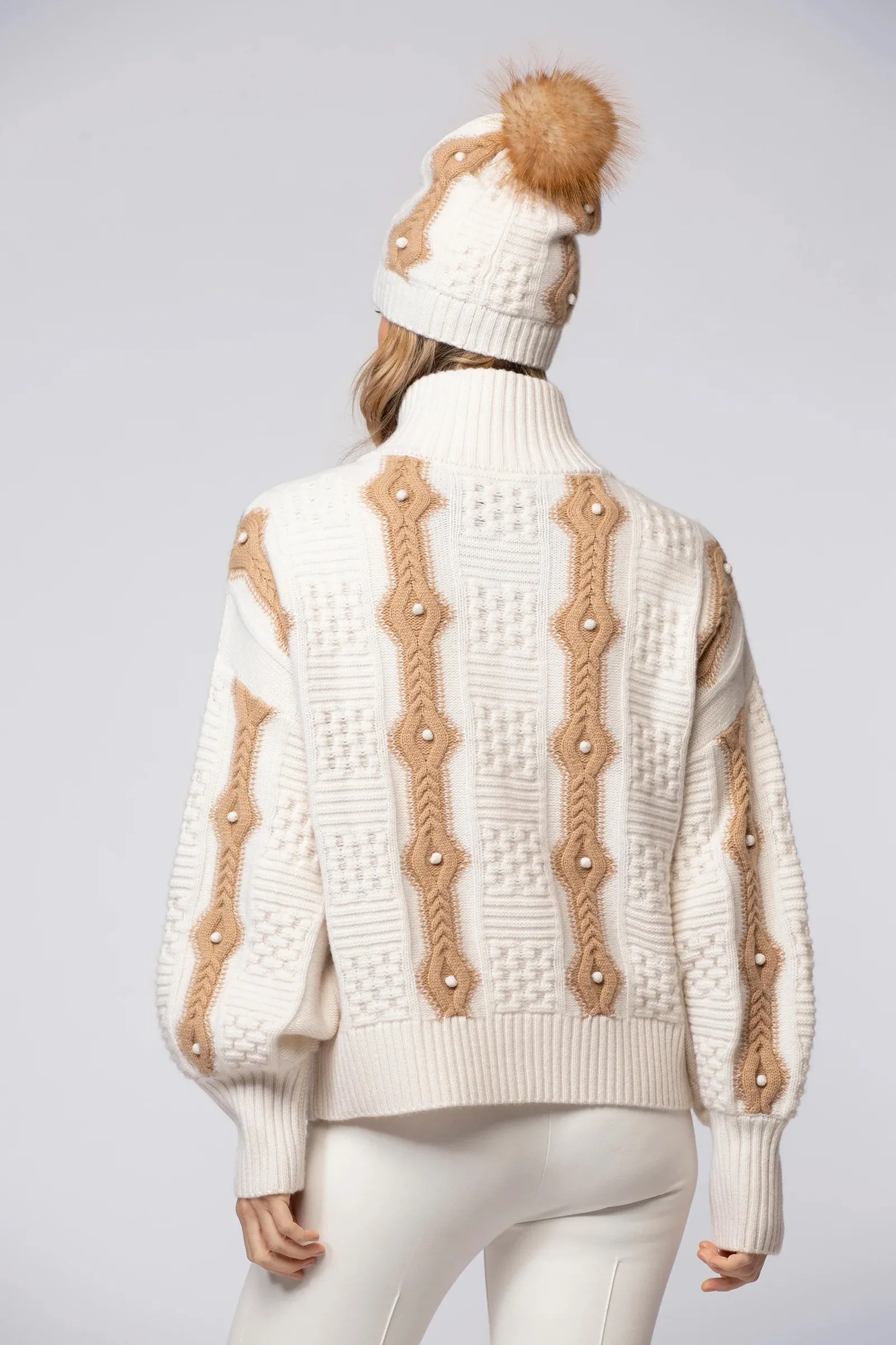 Gilda White Fancy Knit Zipped Cardigan