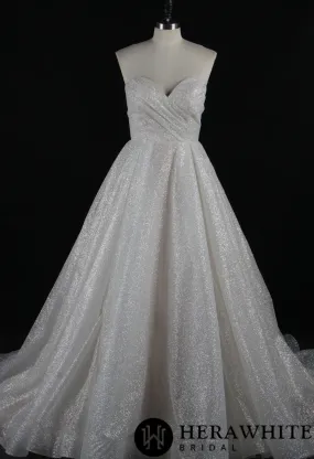 Glitter Strapless Sweetheart Pleated Wedding Dress