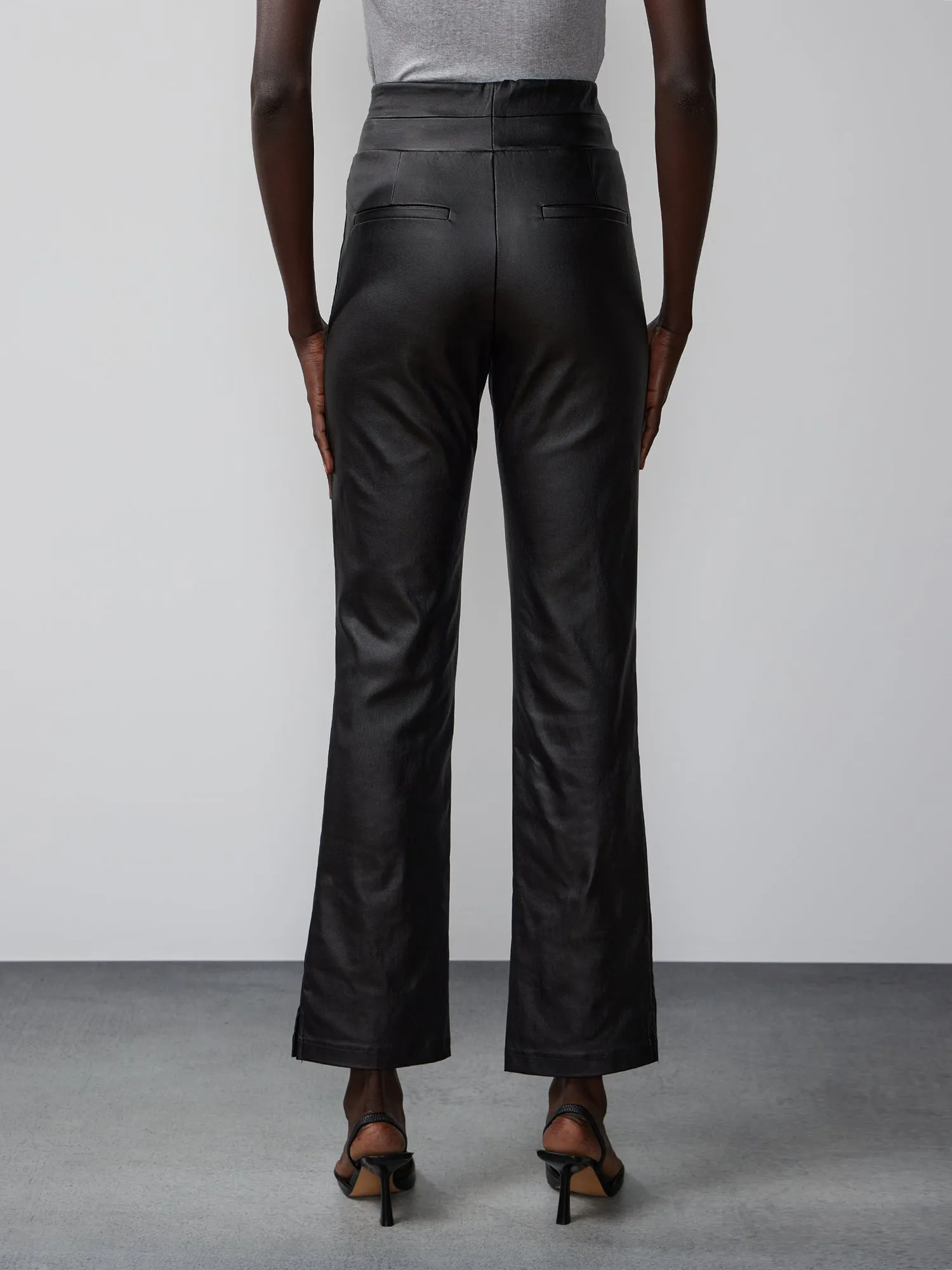 High Rise Coated Whitney Side Slit Pants