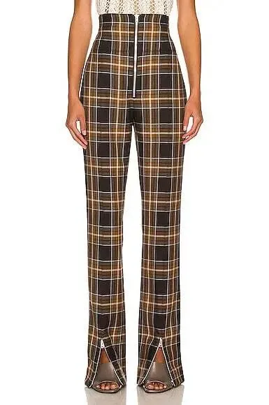 HIGH WAIST CHECKED BOXY TROUSERS