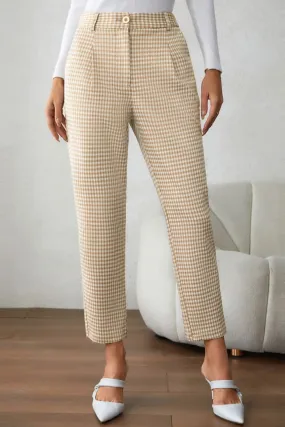 High Waist OL Plaid Cropped Pants