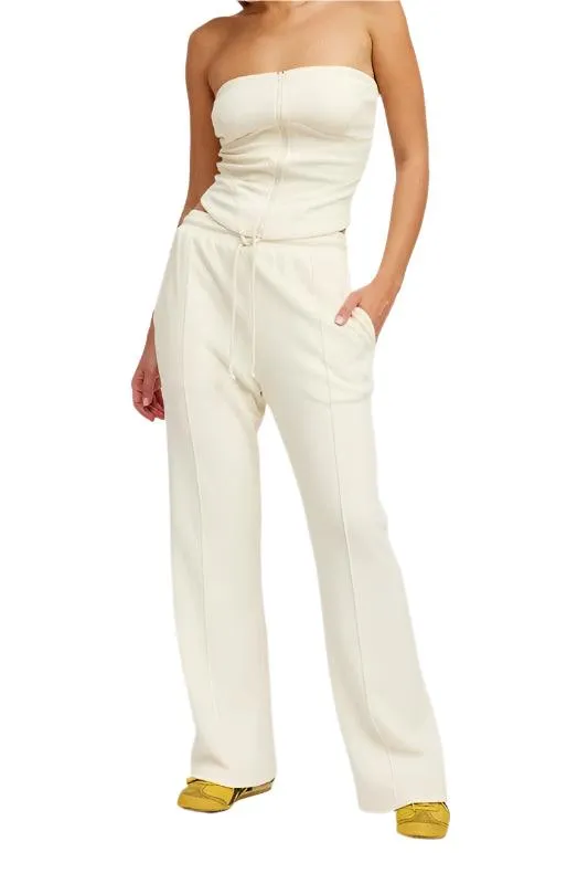 High Waist Pants With Drawstrings