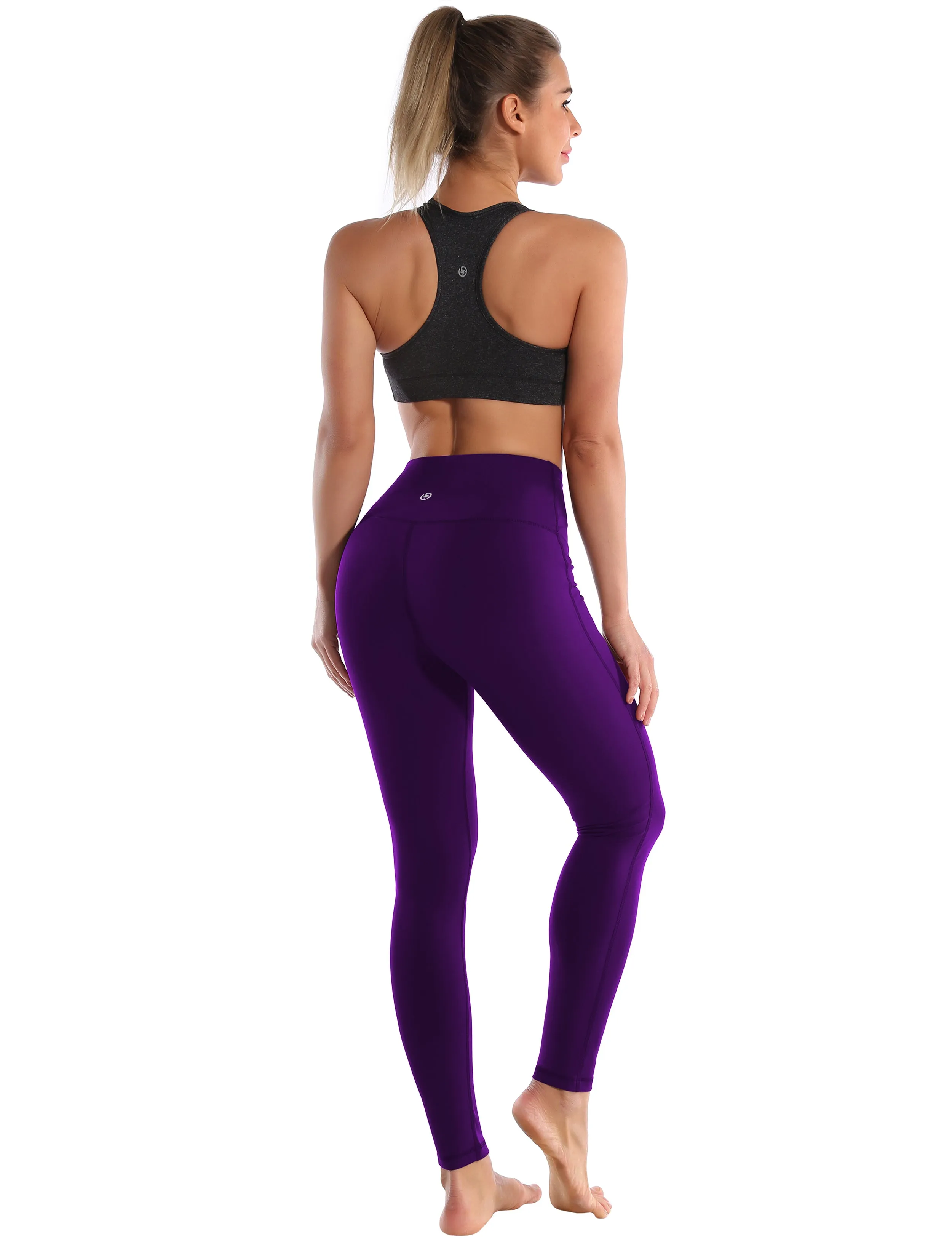 High Waist Side Line Yoga Pants eggplantpurple