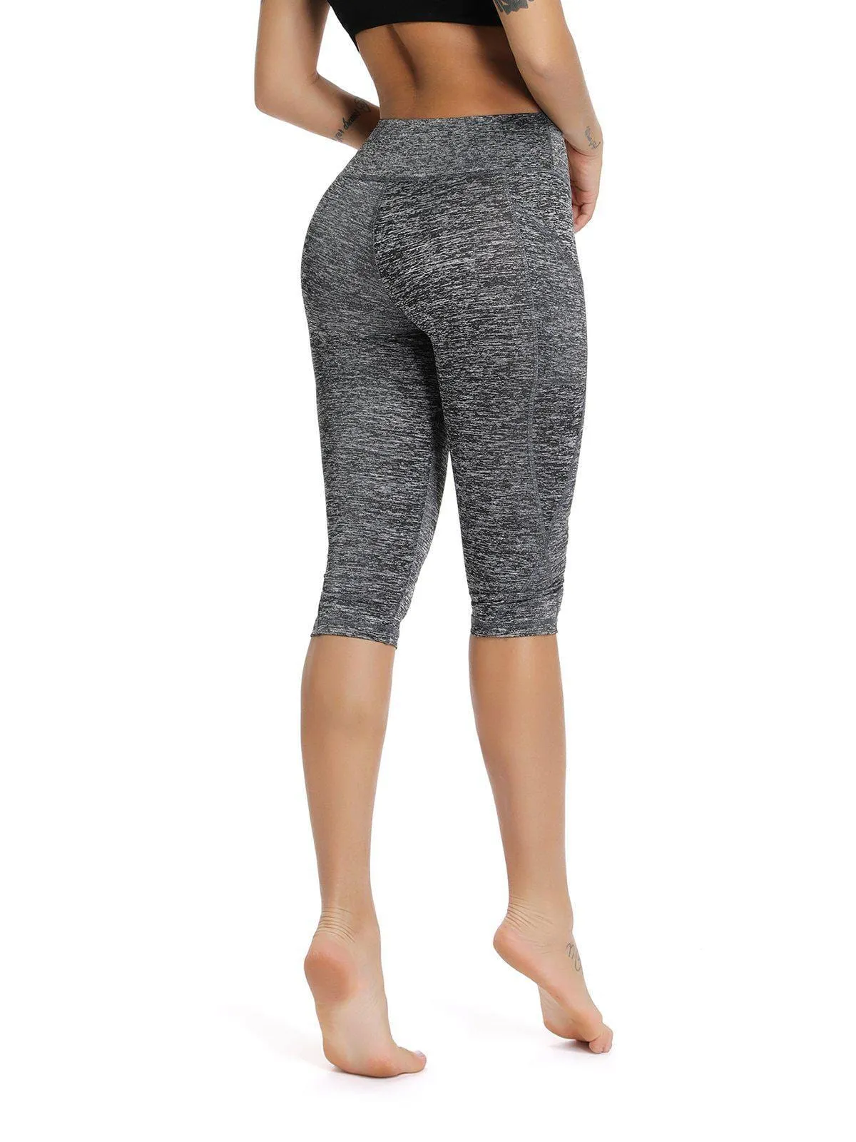 High Waist Solid Color Capris Yoga Pants