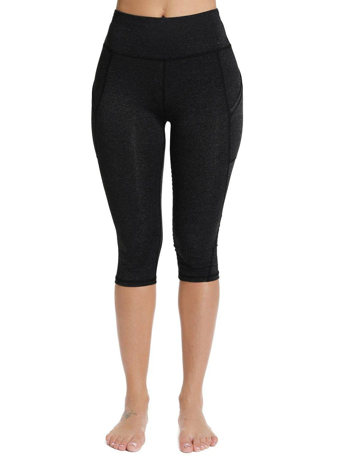 High Waist Solid Color Capris Yoga Pants