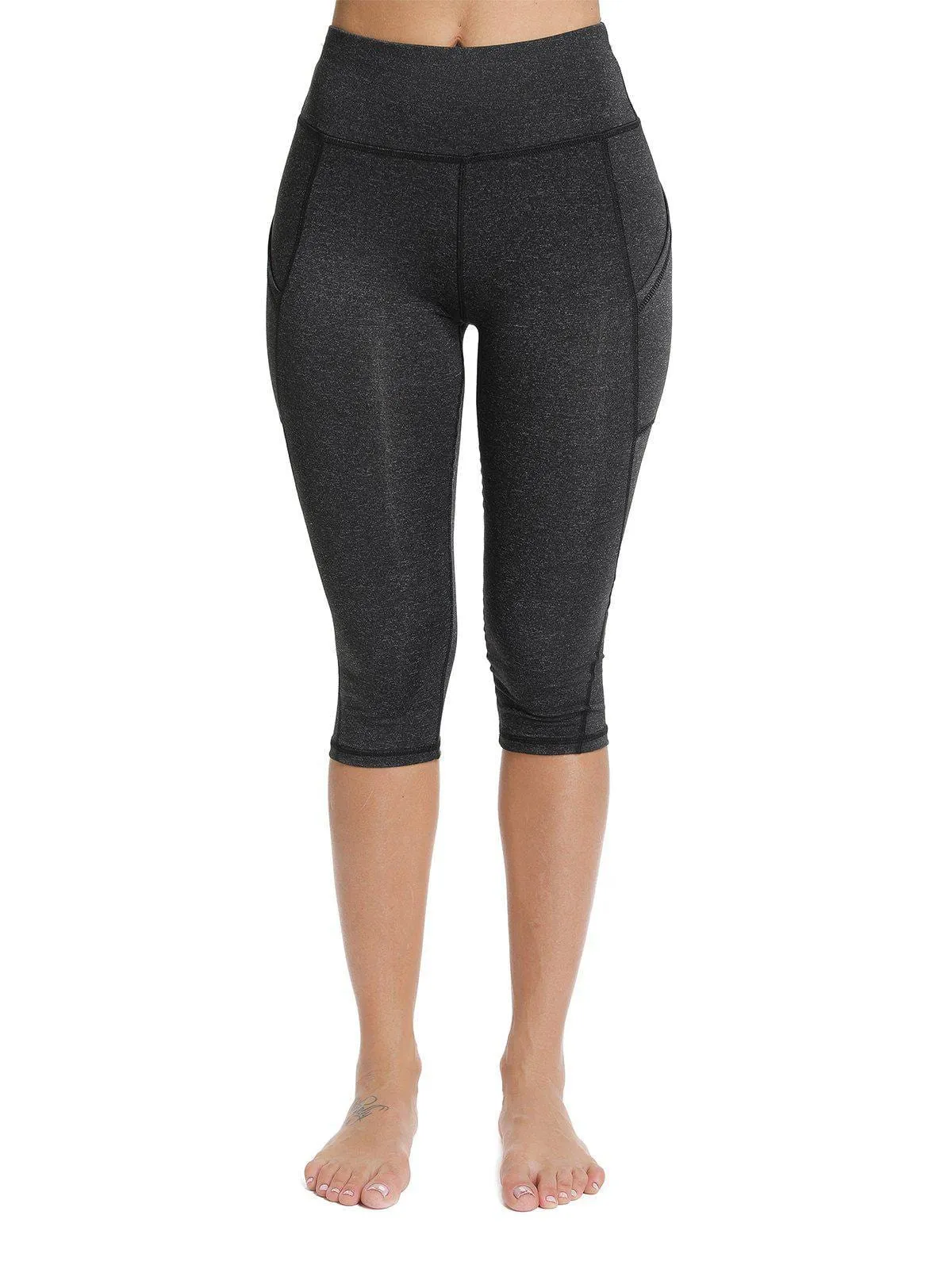 High Waist Solid Color Capris Yoga Pants