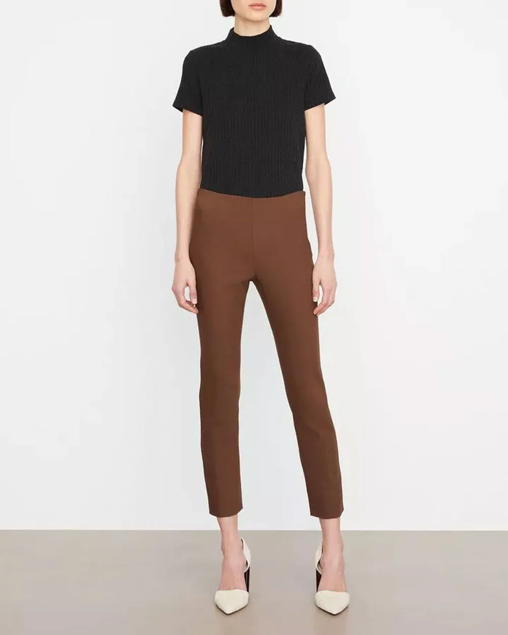 High Waist Stitch Front Seam Legging in Coffee