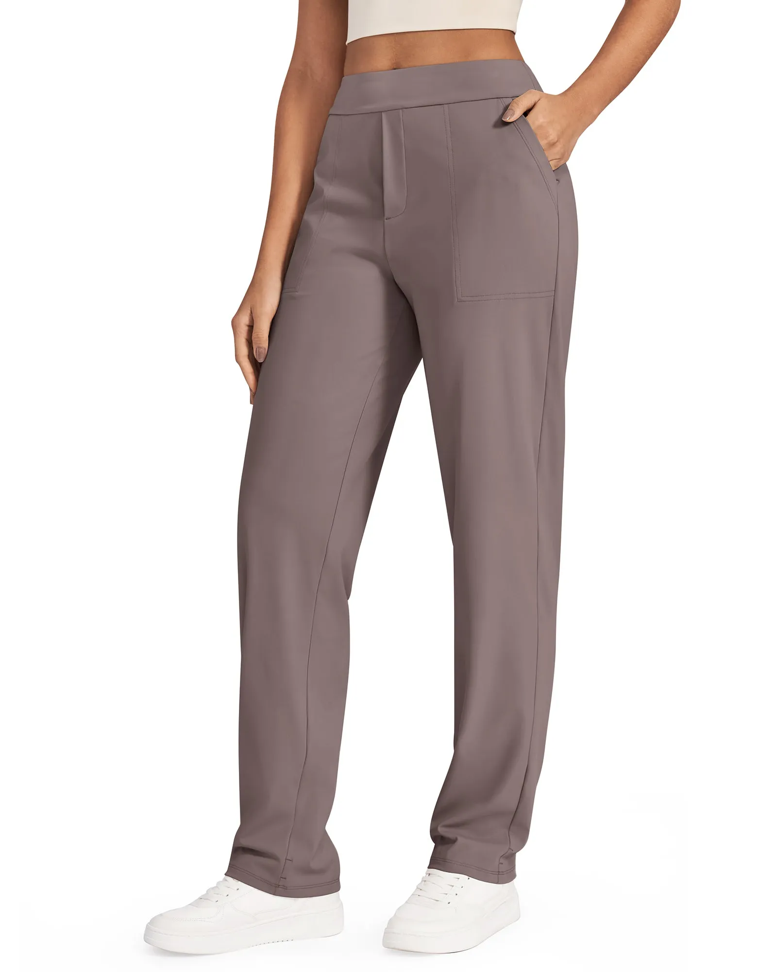 High-Waist Straight Work Pants 30