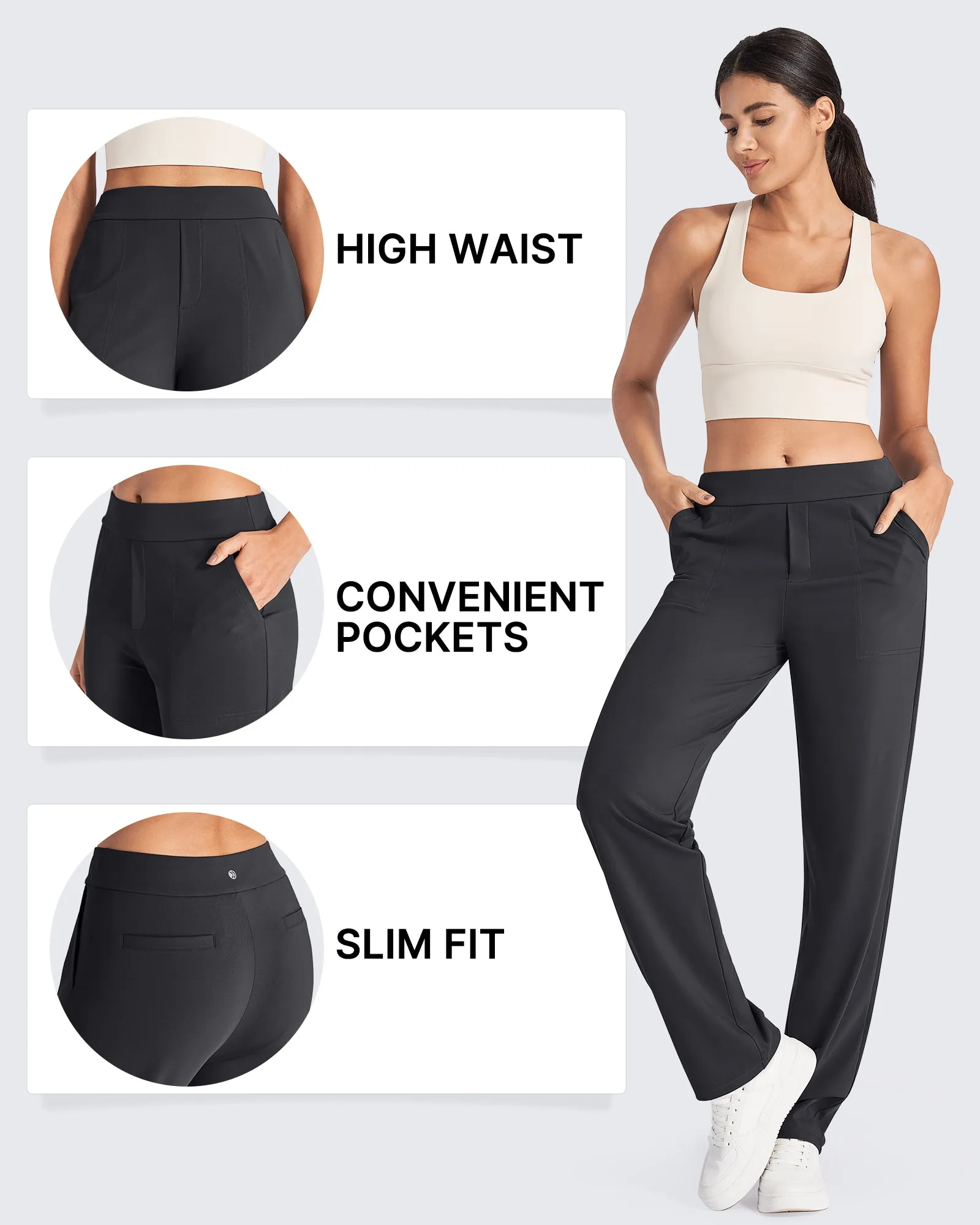 High-Waist Straight Work Pants 30