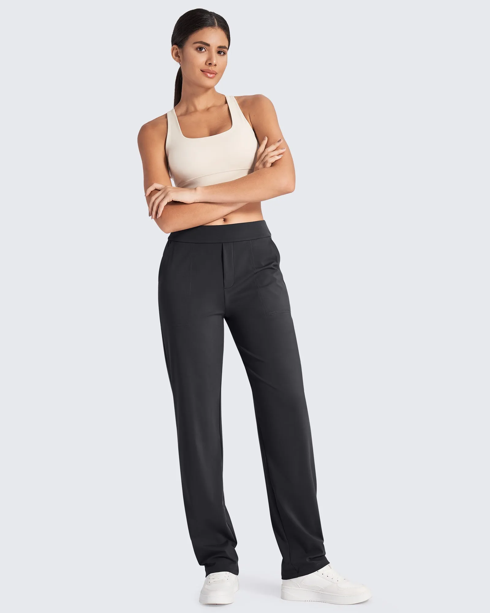 High-Waist Straight Work Pants 30