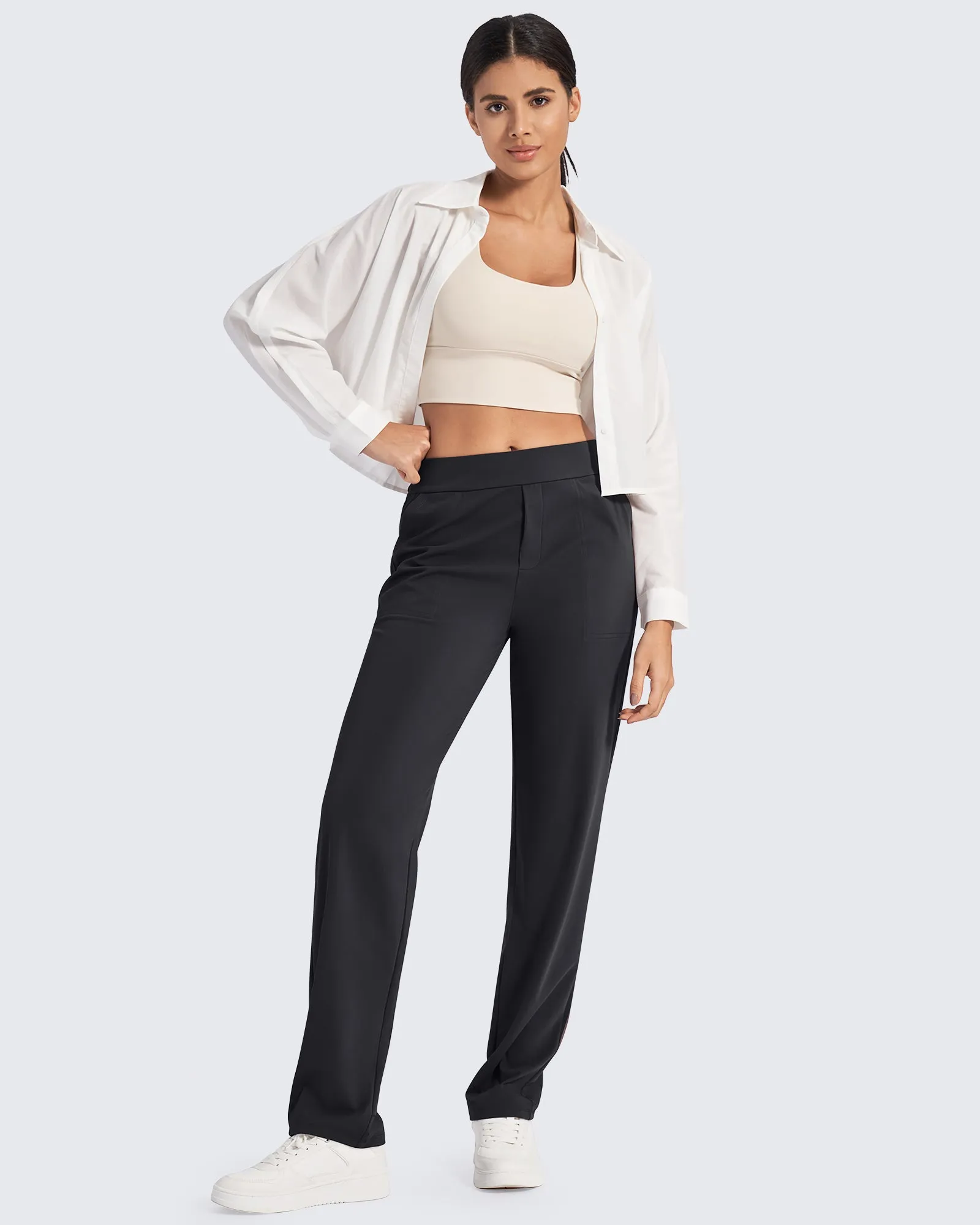 High-Waist Straight Work Pants 30