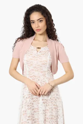 Impress Basic Cap Sleeve Shrug Cardigan - Pink