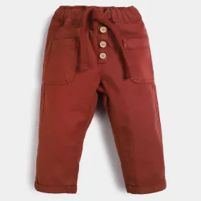 Infant Boys Pant Cotton 2Pockets-Rust