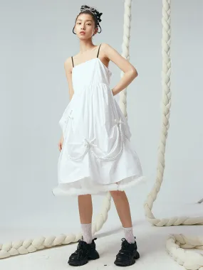 Irregular Drape Hem Braided Mesh Slip Dress