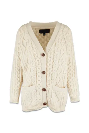 Ivory Orion Cable-knit Wool Cardigan