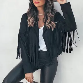 Ivyshape | Cardigan Blazer Jacket with Tassels for Women