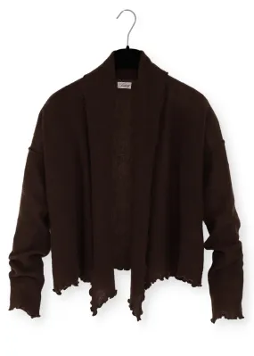 Kashmir cardigan med draperad sjalkrage - Coffe brown