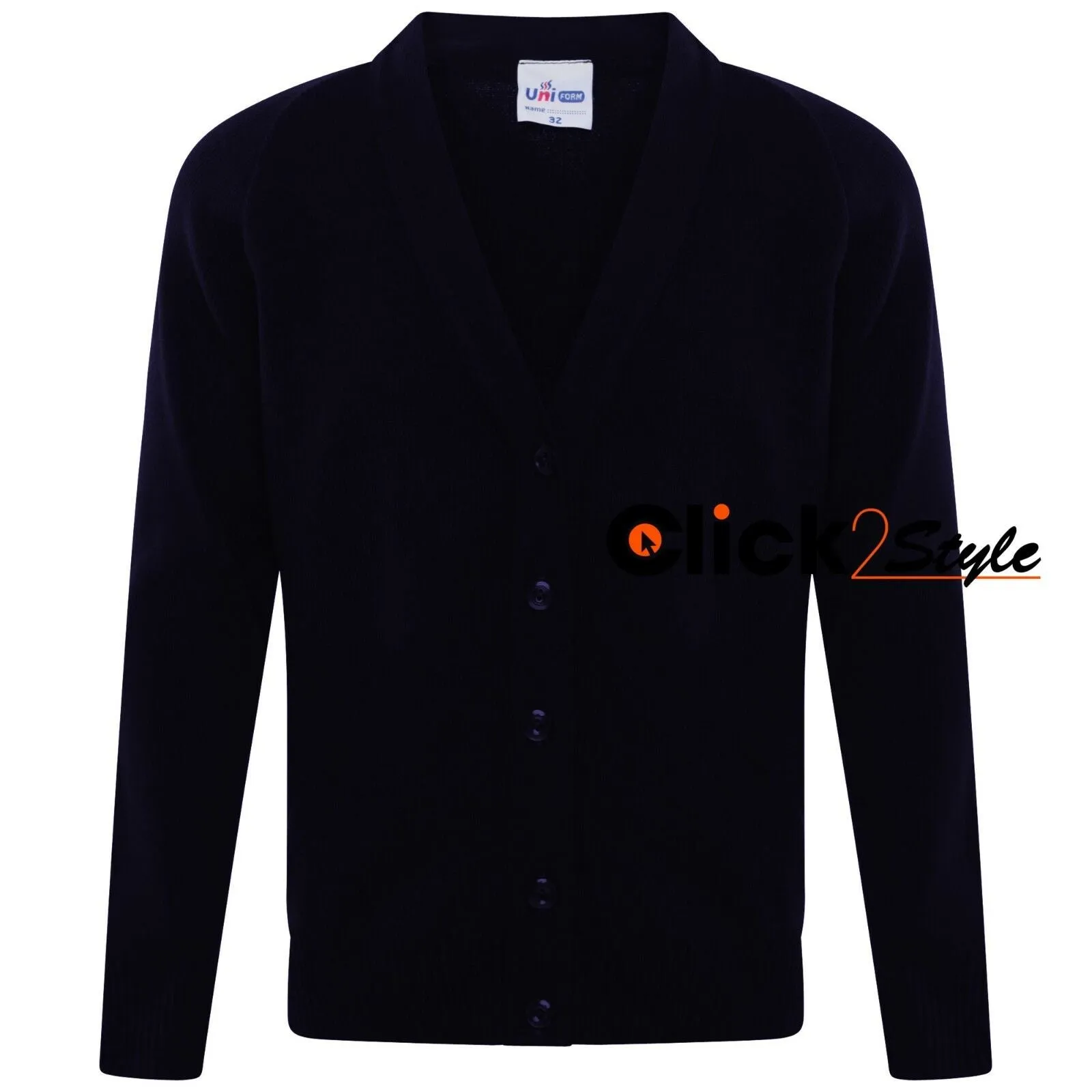 Kids Boys Girls School Uniform Knitted Cardigan V Neck Button UP Front Jumpers -Navy Blue