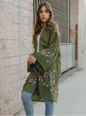 Kimono - Olive Floral