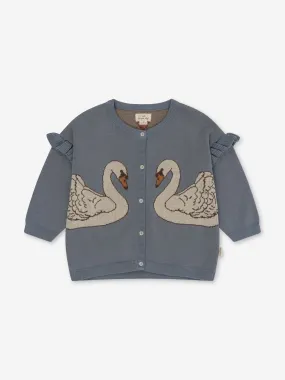 Konges Sløjd Girls Lapis Frill Swan Cardigan in Blue