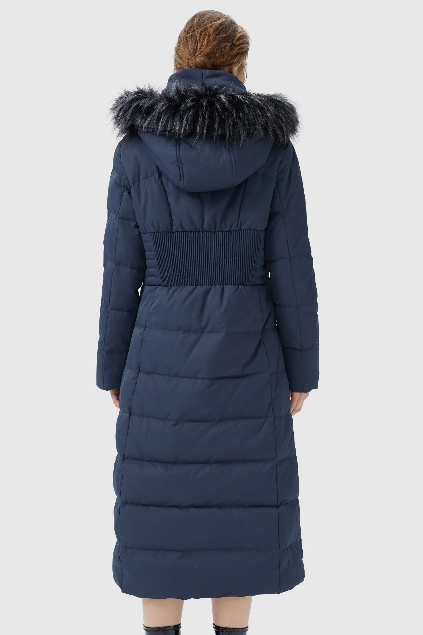 Long Puffer Coat with Hood Fur