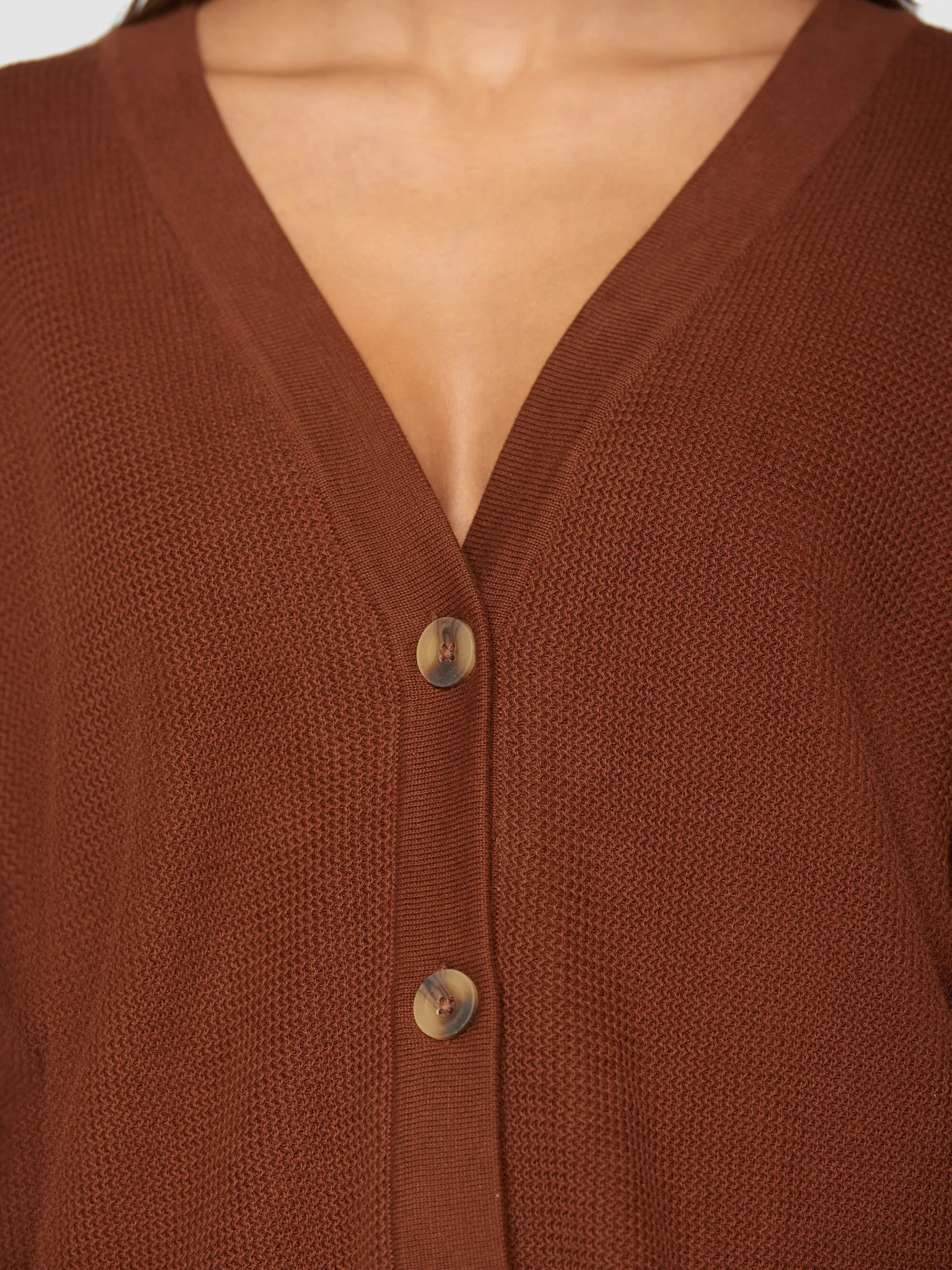 Loose cotton racking stitch cardigan - GOTS/Vegan - Tiramisu