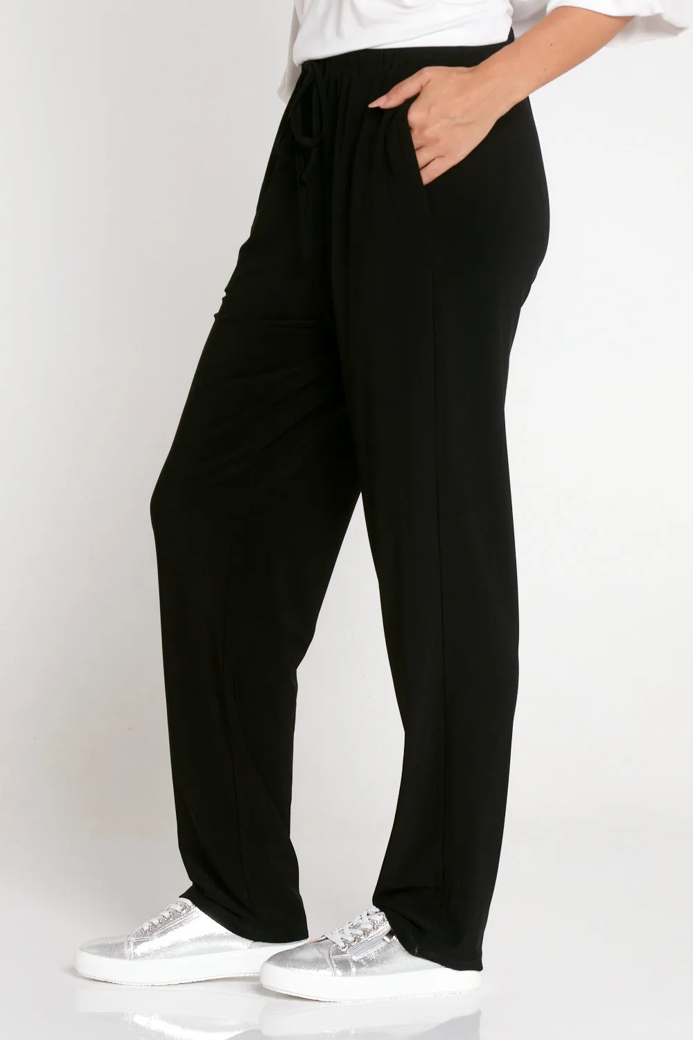 Luxe Drawstring Jersey Pants - Black