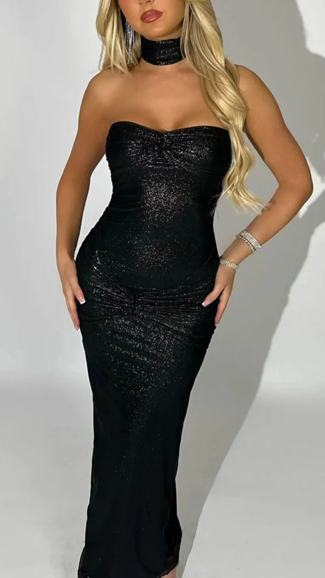 Luxe Glitter Black Dress