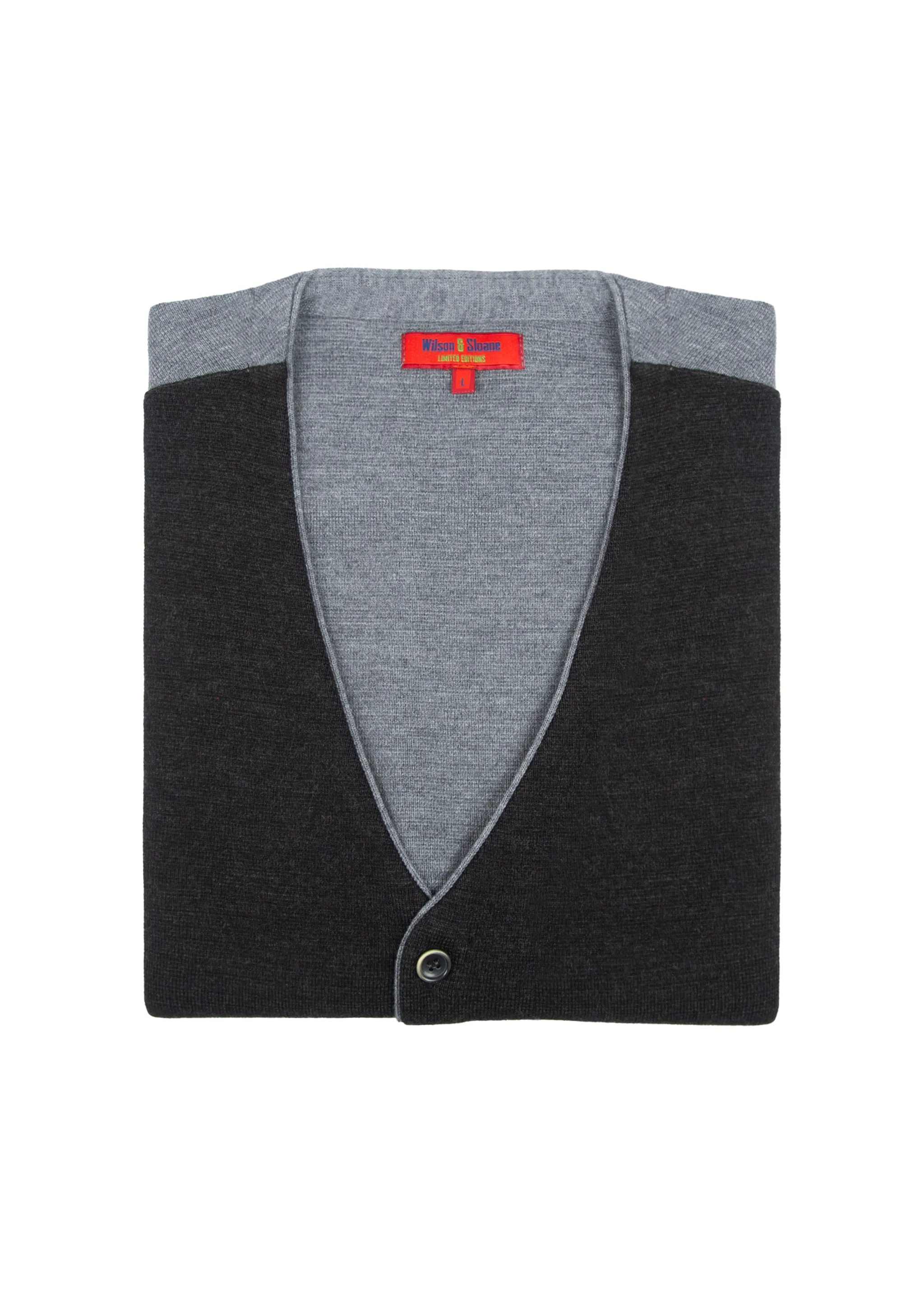 Men's Charcoal Knitted Waistcoat | Long Woollen Sleeveless Cardigan