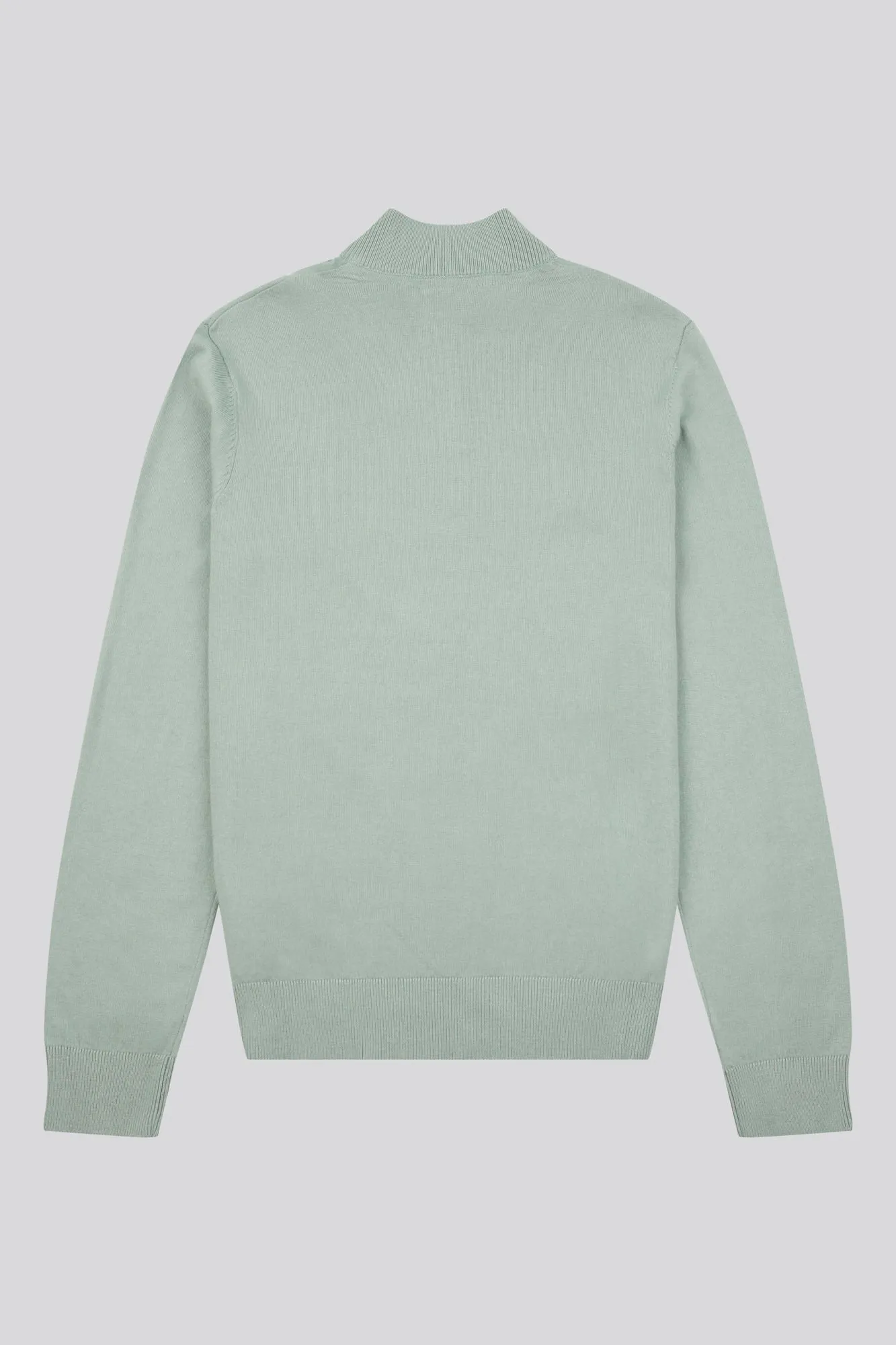 Mens Cotton Funnel Neck 1/4 Zip Knit in Chinois Green