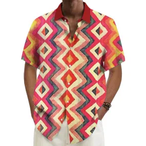 Men's Retro Boho Short-Sleeved Shirt 88312153YY