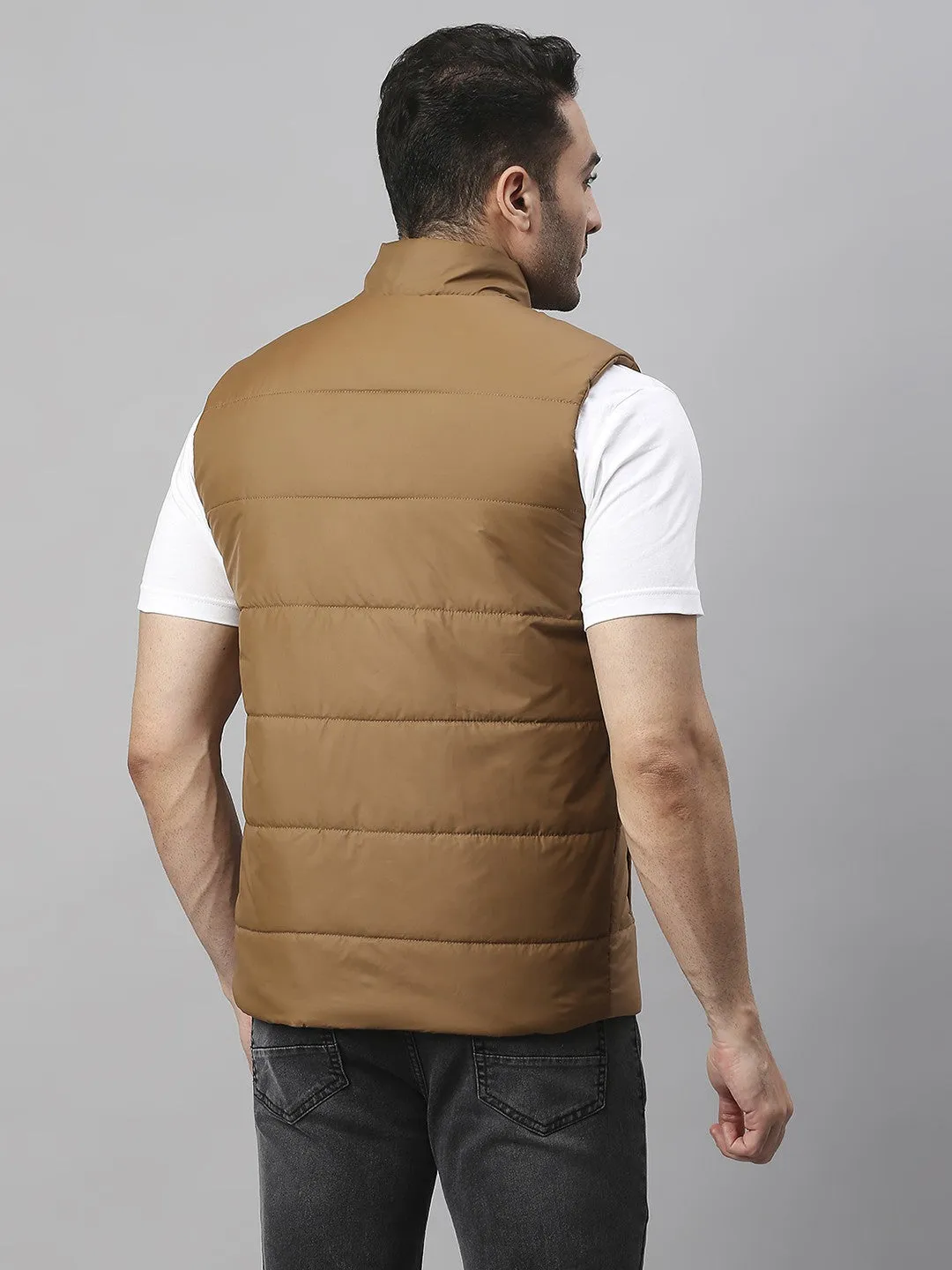 Mens Sleeveless Jacket - Lightweight Casual Winterwear  (Camel)