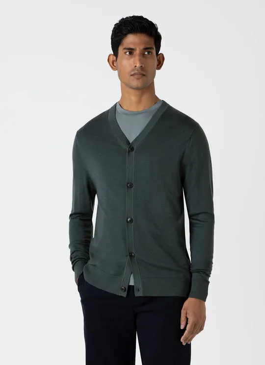 Merino Cardigan Drill Green