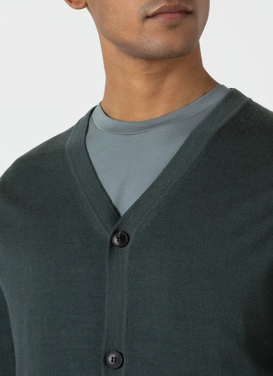 Merino Cardigan Drill Green