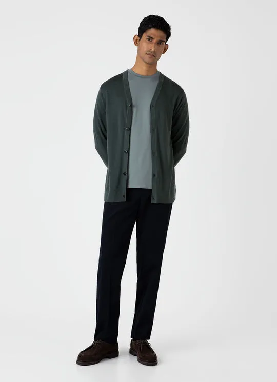 Merino Cardigan Drill Green