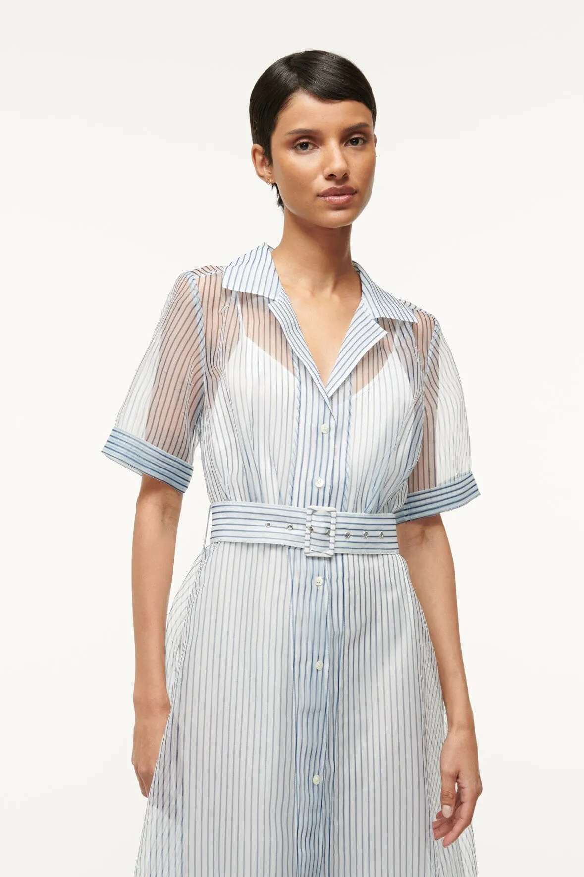 MILLIE DRESS | IVORY MICRO STRIPE