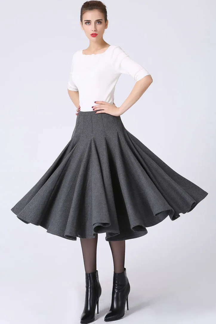 Minimalist flare skirt for winter,  women's full pleated skirt 1066#