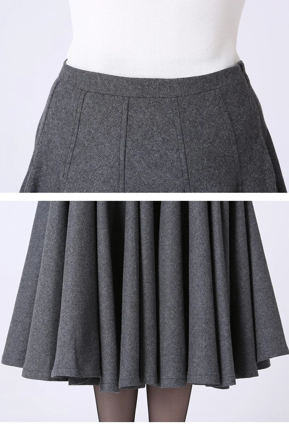 Minimalist flare skirt for winter,  women's full pleated skirt 1066#