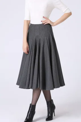 Minimalist flare skirt for winter,  women's full pleated skirt 1066#