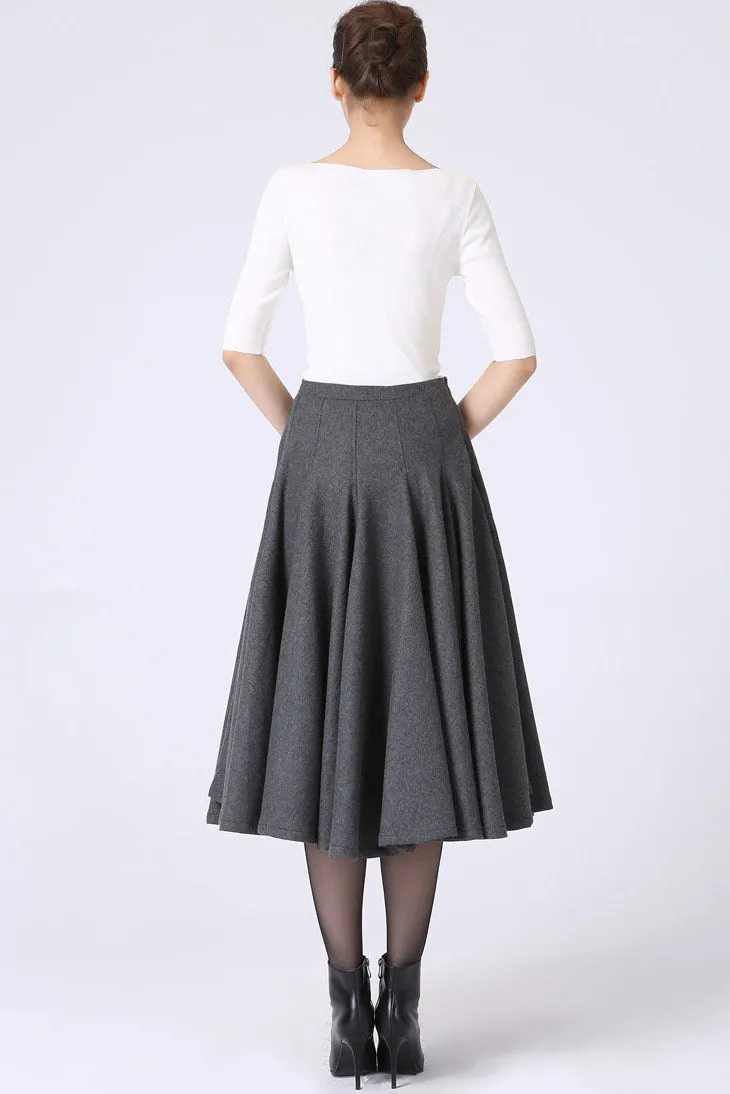 Minimalist flare skirt for winter,  women's full pleated skirt 1066#