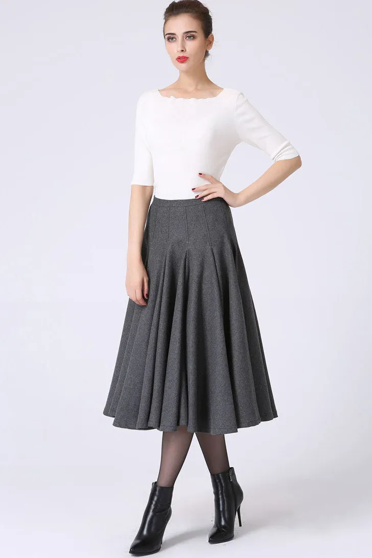 Minimalist flare skirt for winter,  women's full pleated skirt 1066#