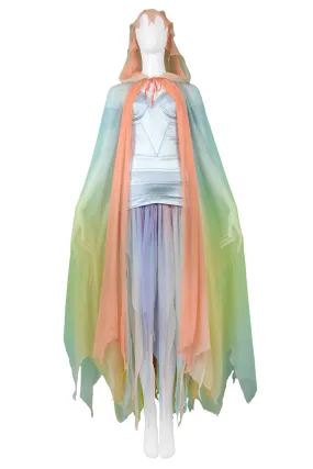 MUGLER RARE RAINBOW OMBRE GOWN & CAPE ENSEMBLE 1977