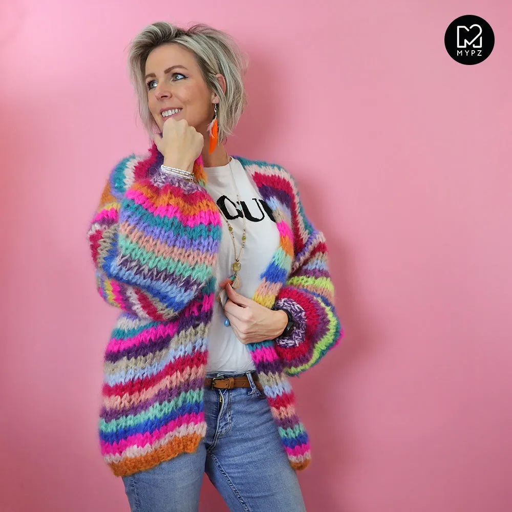 MYPZ Chunky Mohair Rainbow Cardigan Striped