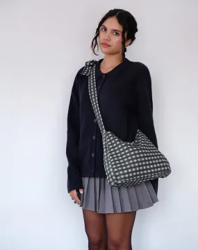 Nagisa Bow Bag in Tonal Gingham Black Grey