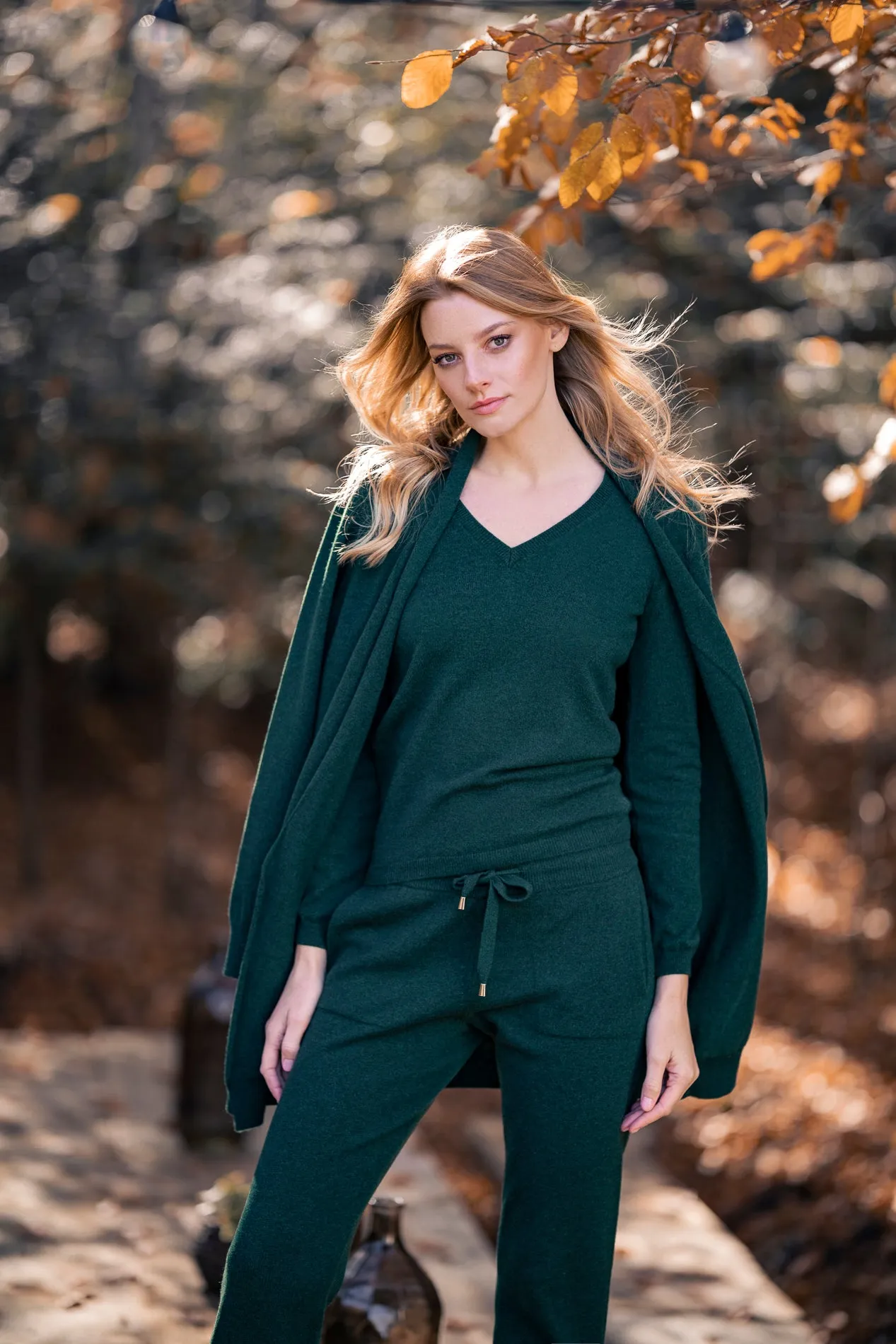 Noor Cashmere Cardigan In Spruce