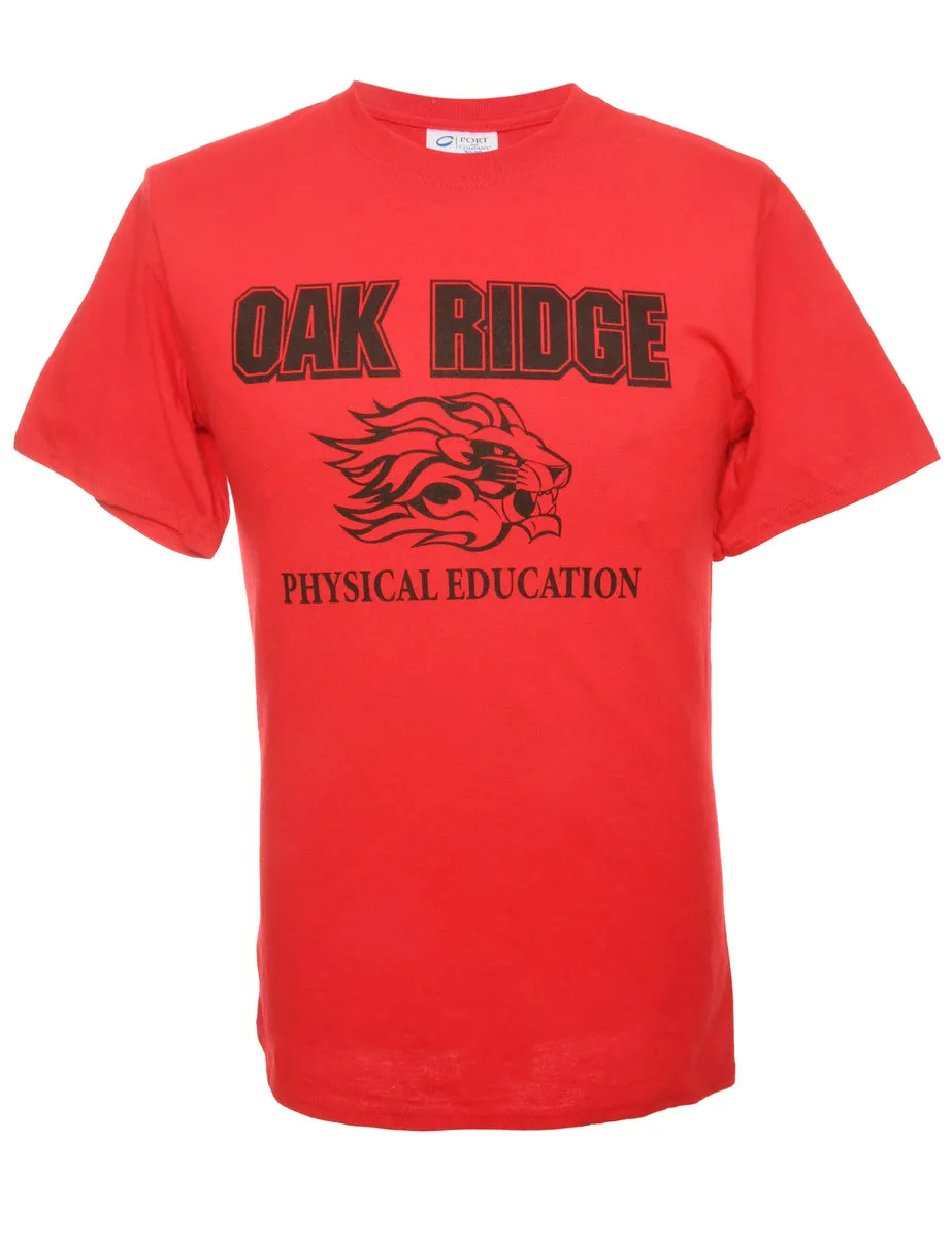 Oak Ridge Printed Red T-shirt - M