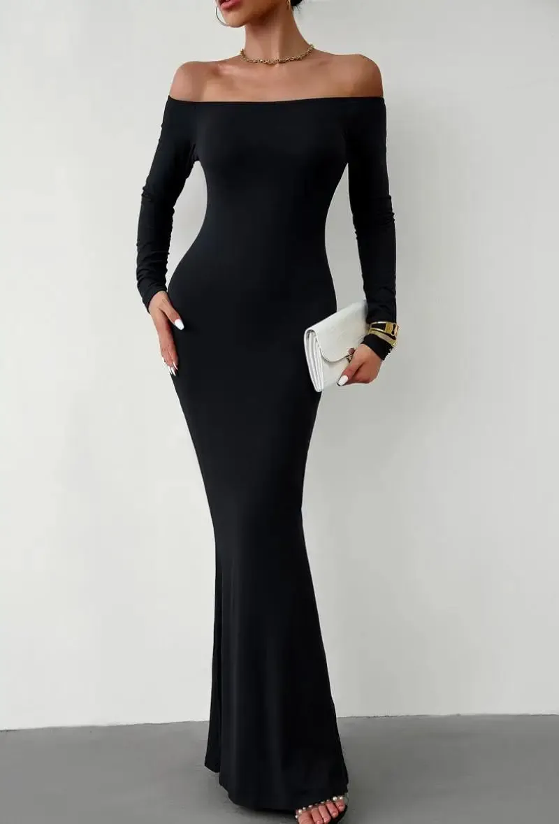 Off Shoulder Bodycon Mermaid Evening Dress - Full Length