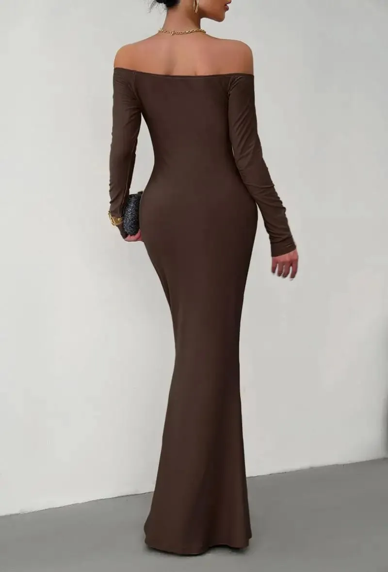 Off Shoulder Bodycon Mermaid Evening Dress - Full Length